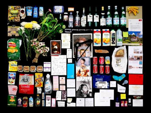 Collage of objects on black background